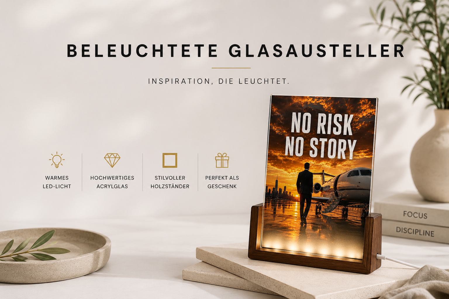 Beleuchtete Glasaufsteller