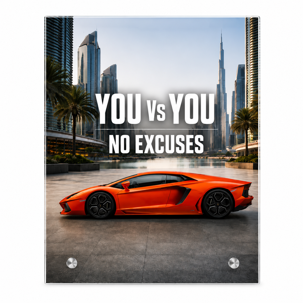 YOU VS YOU NO EXCUSES Glasaufsteller