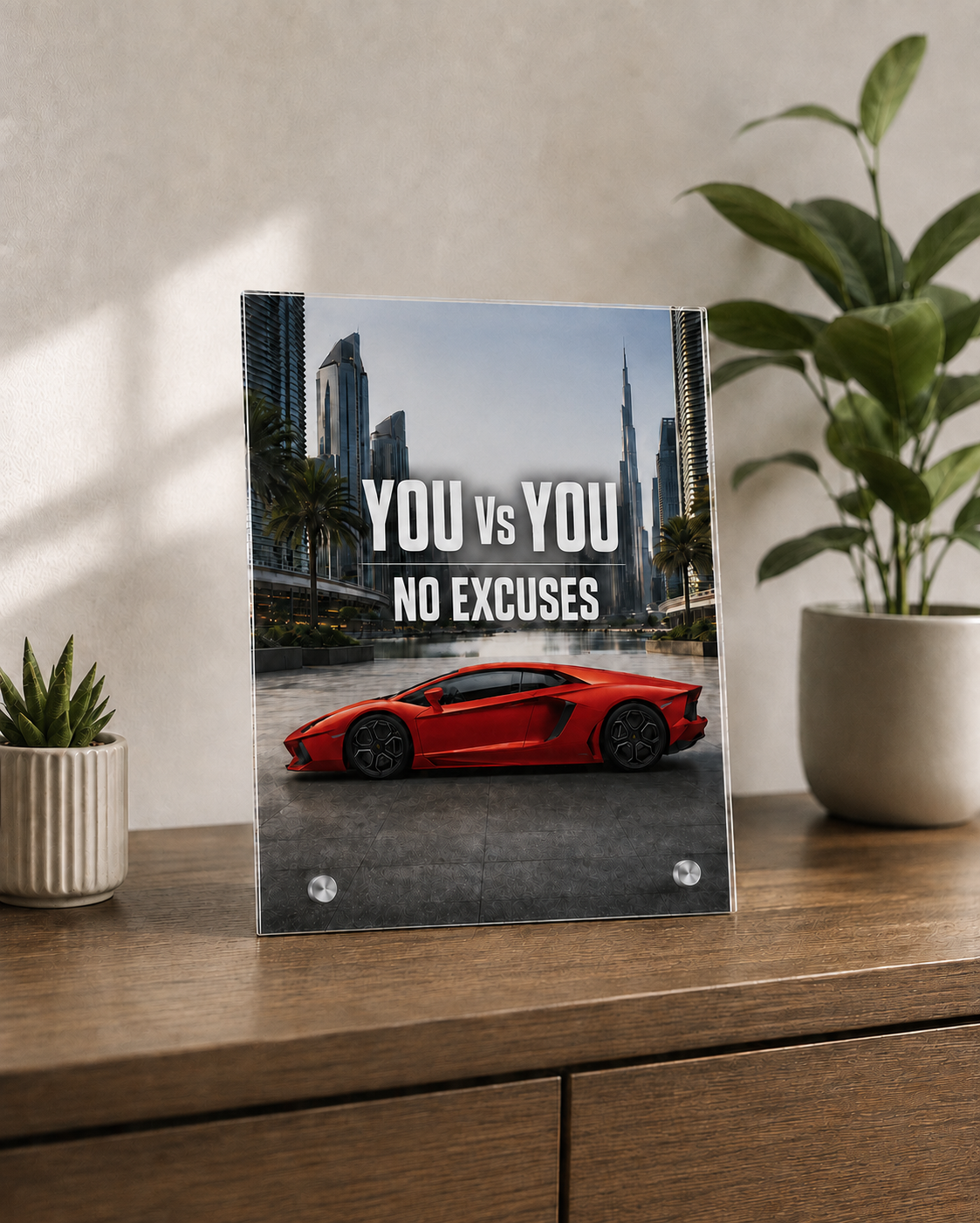 YOU VS YOU NO EXCUSES Glasaufsteller