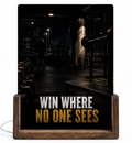 Beleuchteter Glasaufsteller WIN WHERE NO ONE SEES