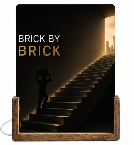 Beleuchteter Glasaufsteller BRICK BY BRICK