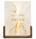 Beleuchteter Glasaufsteller BECOME THE PROOF