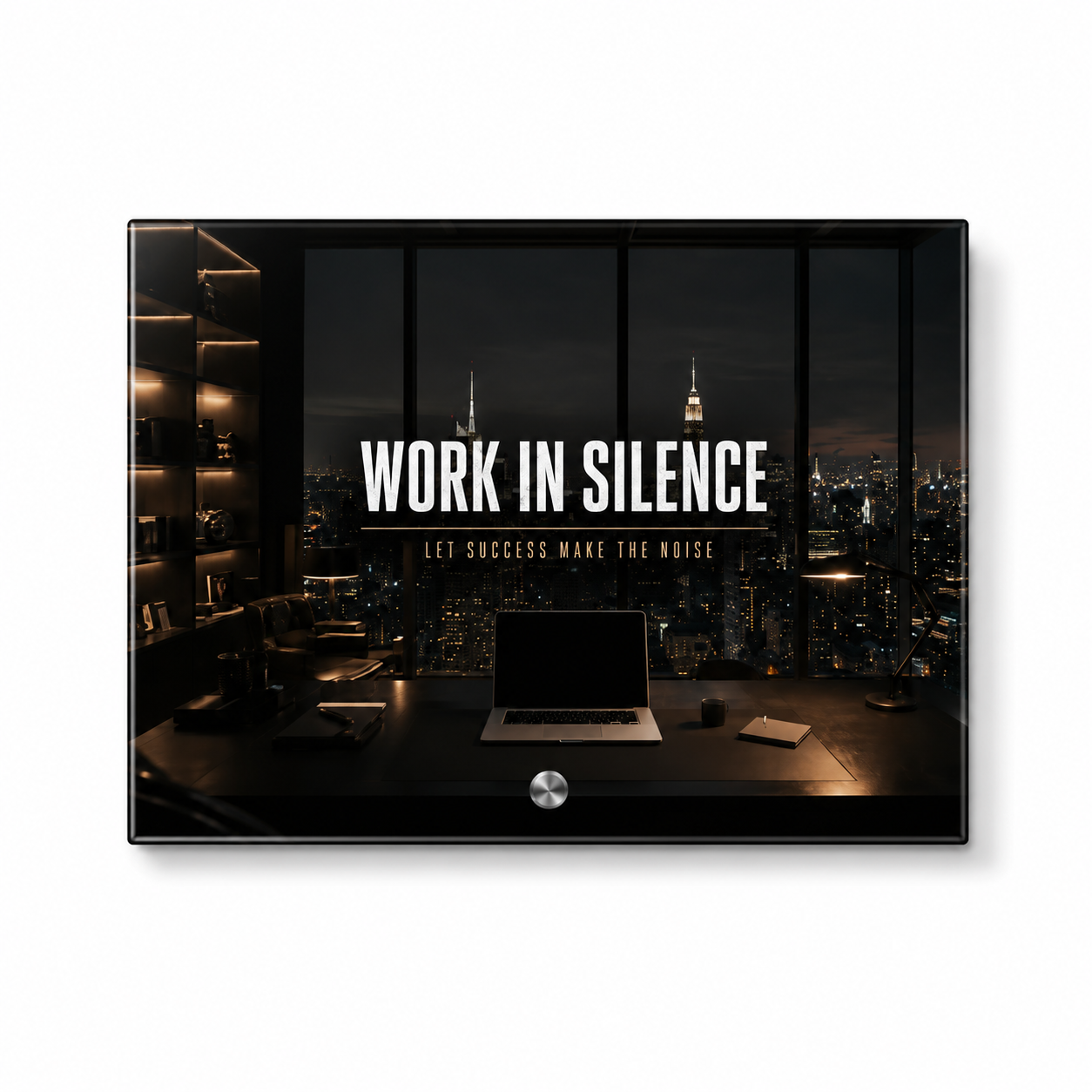 WORK IN SILENCE Glasaufsteller