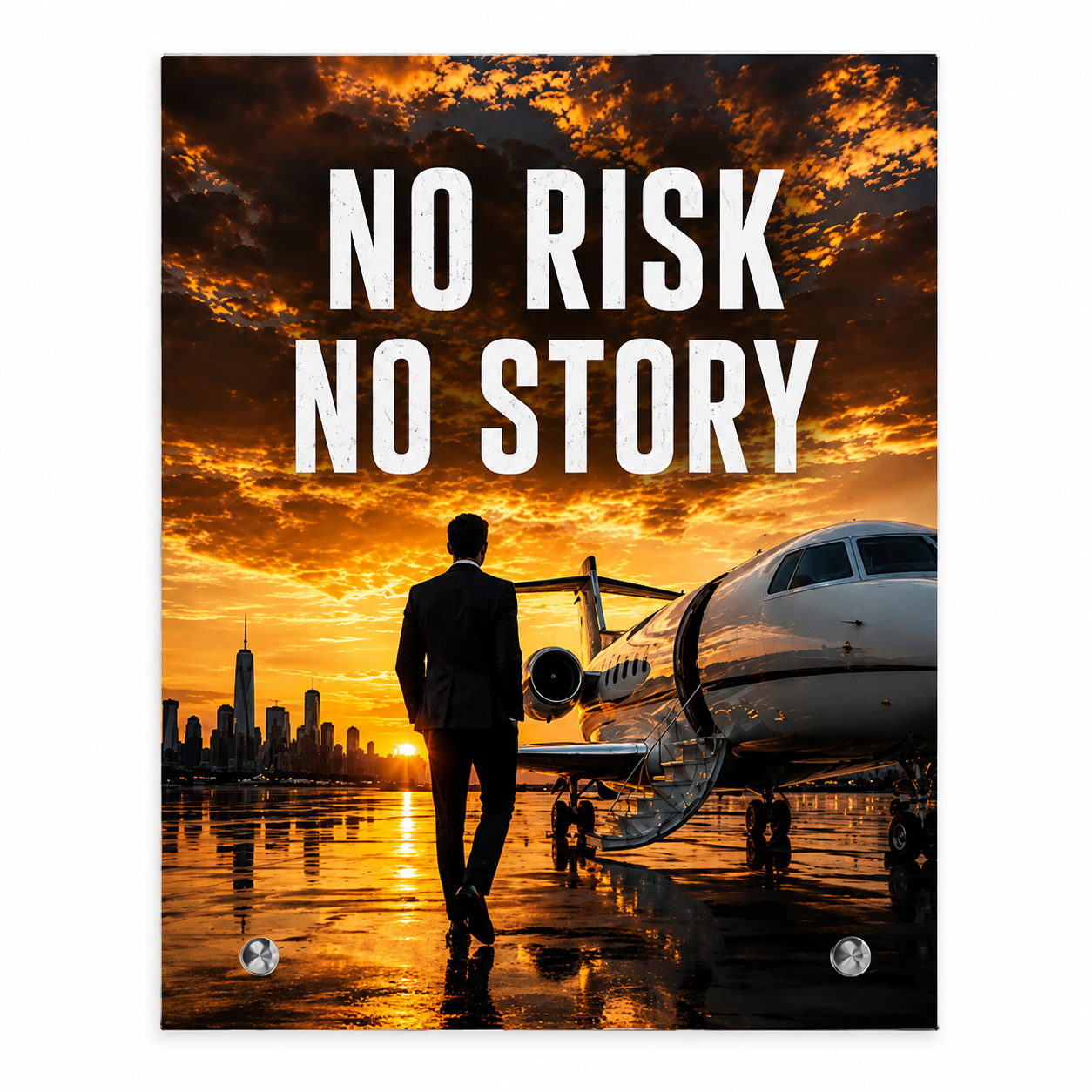 NO RISK NO STORY Glasaufsteller
