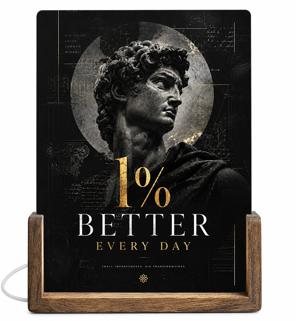 Beleuchteter Glasaufsteller 1% BETTER EVERY DAY